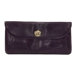 HOBO INTERNATIONAL Deep Purple Leather Clutch Wallet Purse